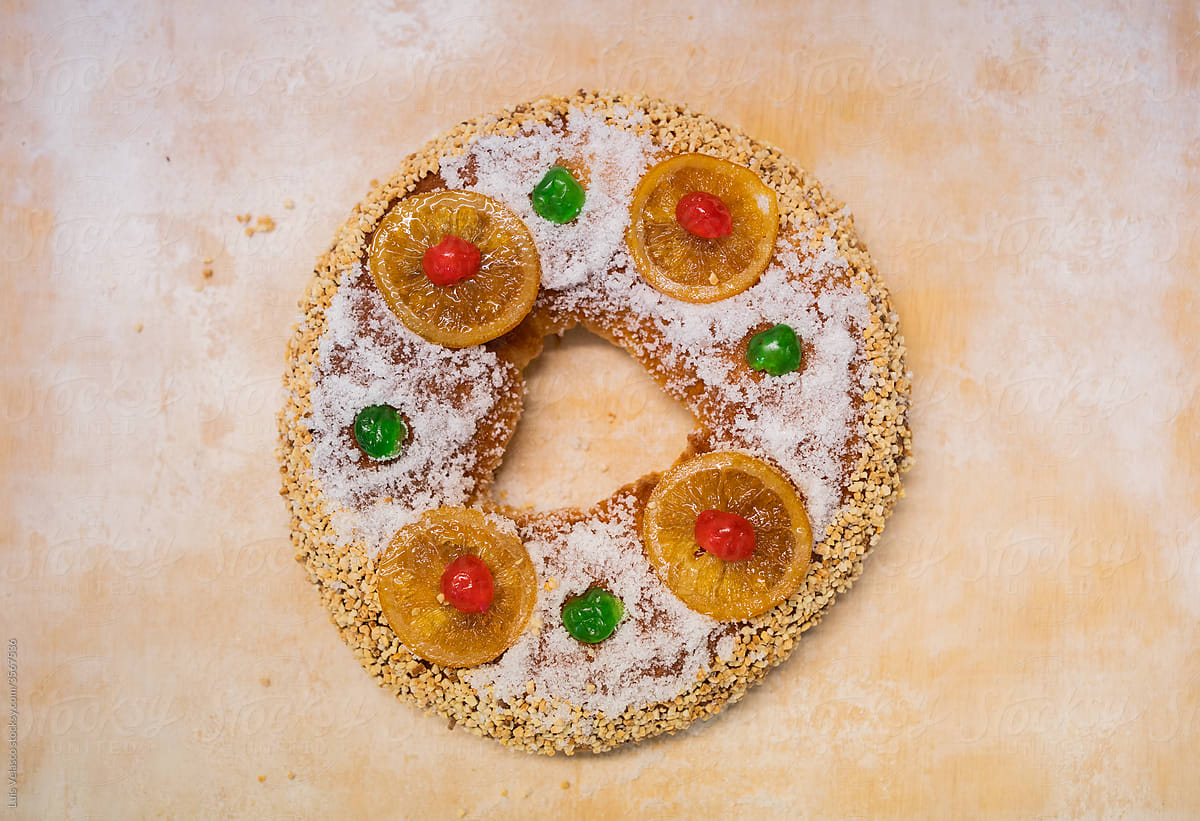 Fresh Christmas Roscon De Reyes In A Bread Factory.