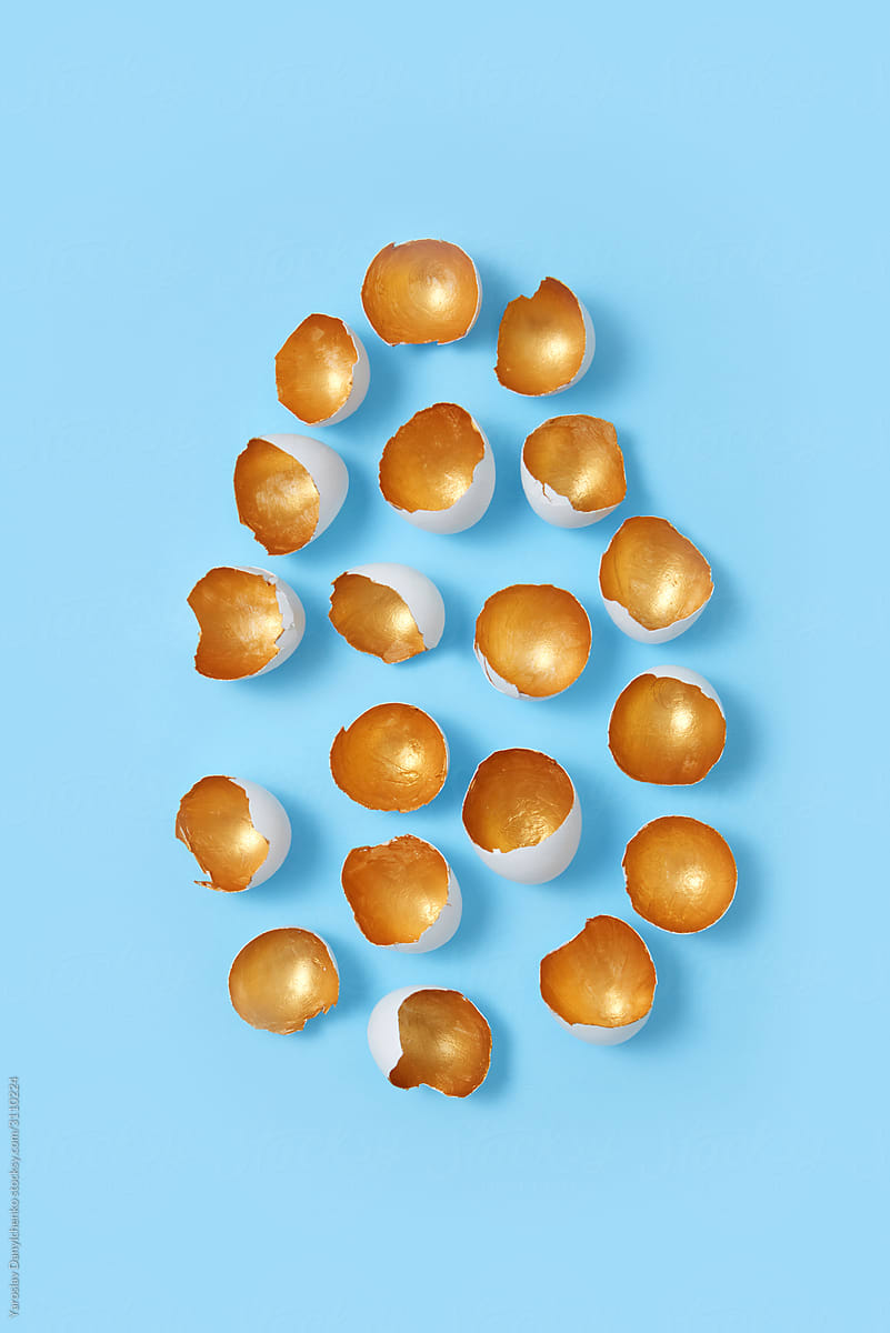Easter pattern from golden eggshell.