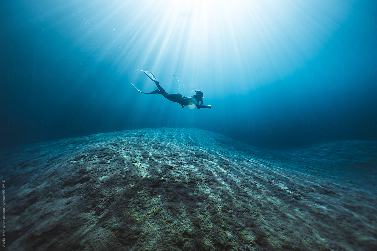 young freediver underwater