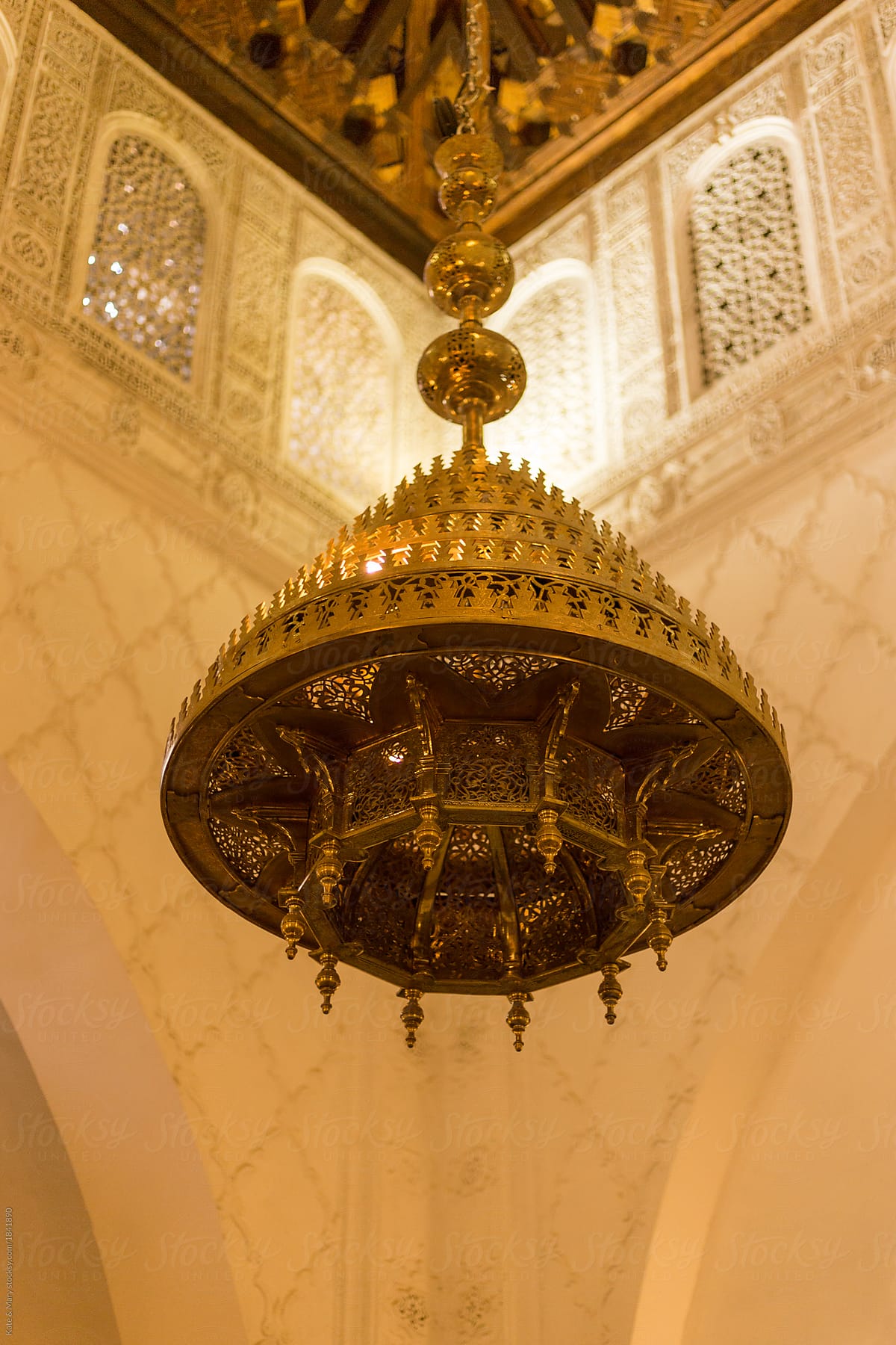 Chandelier inside of beautiful arabic palace