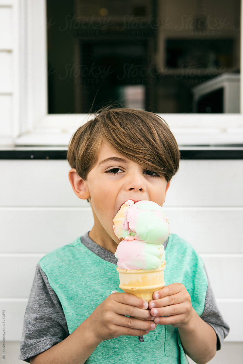 Treat Boy Takes Big Bite Of Ice Cream Cone Porsean Locke 1425