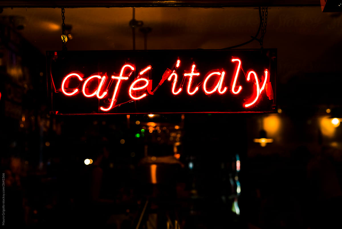 Cafè Italy Neon sign out of a bar