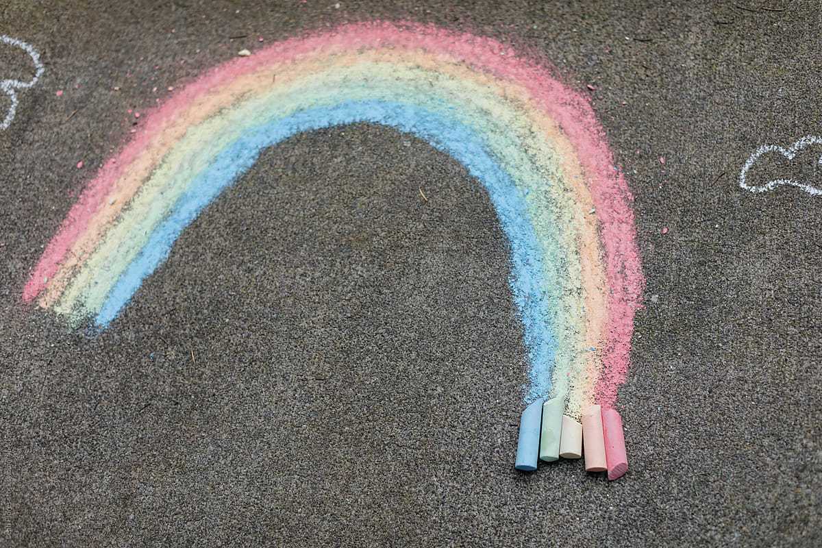 Colorful Sidewalk Chalk Makes a Rainbow