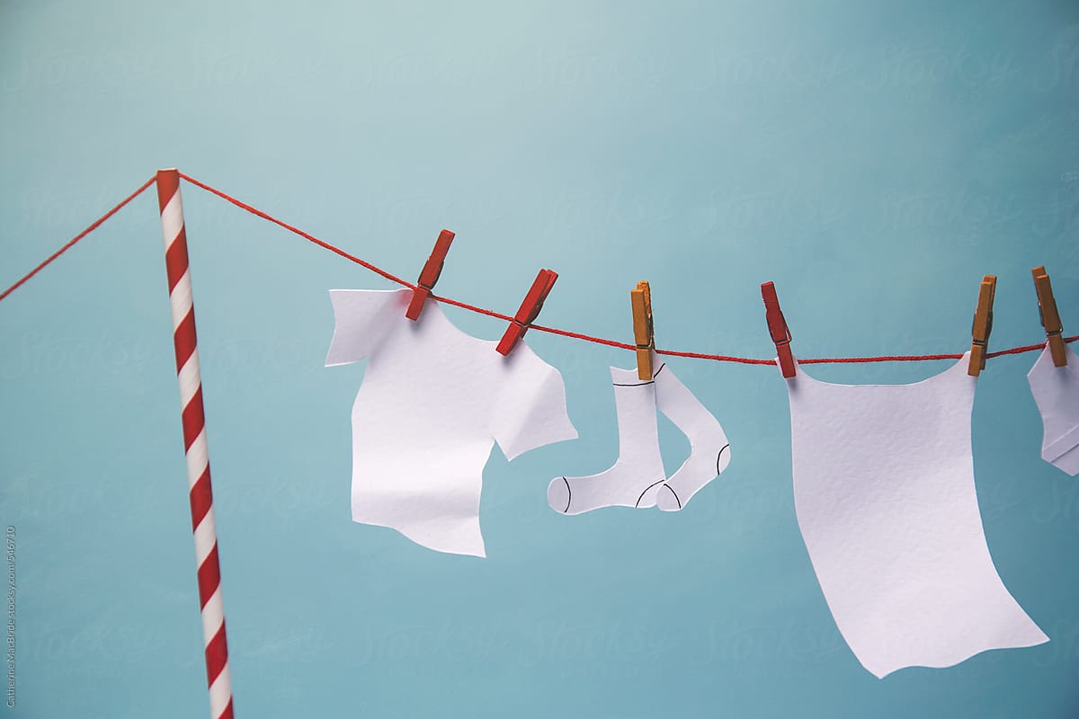 A Paper Craft Washing Line with T-shirt and Socks