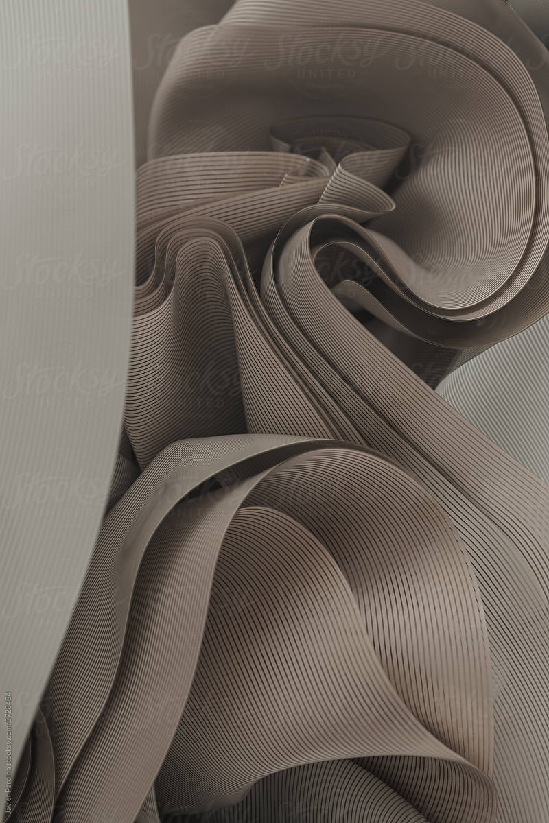 Abstract beige background with layers of textile