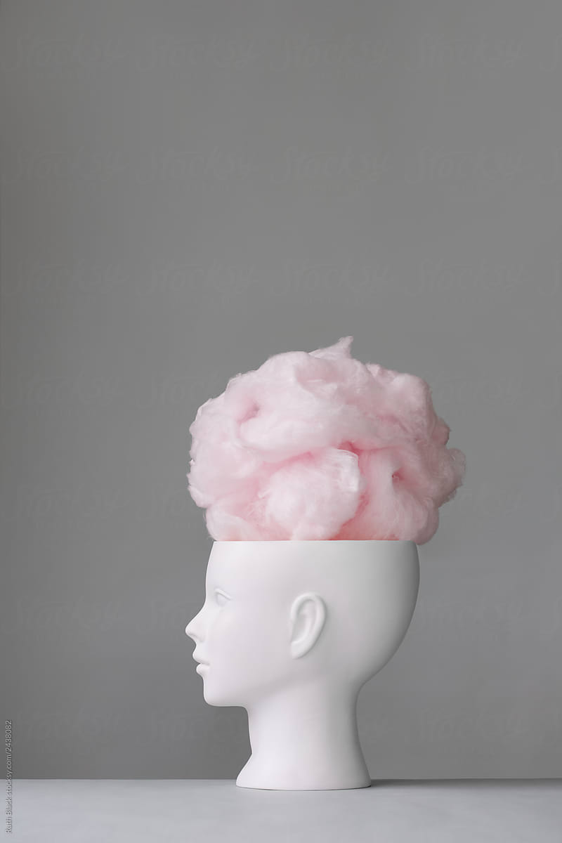 Woman\'s head with cotton candy