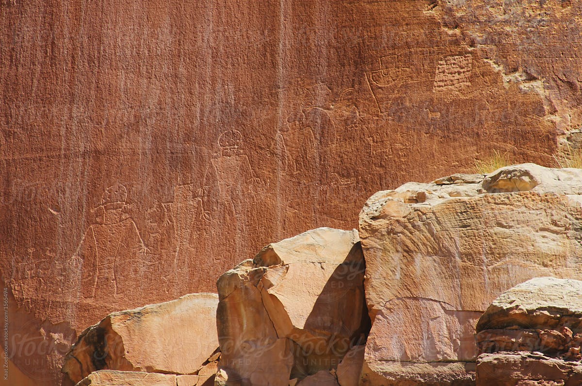 An authentic rock carving found in Capitol Reef National Park