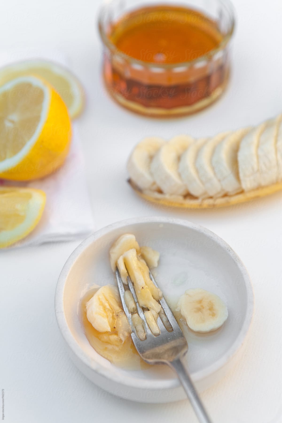 Homemade, natural Banana honey and lemon face mask