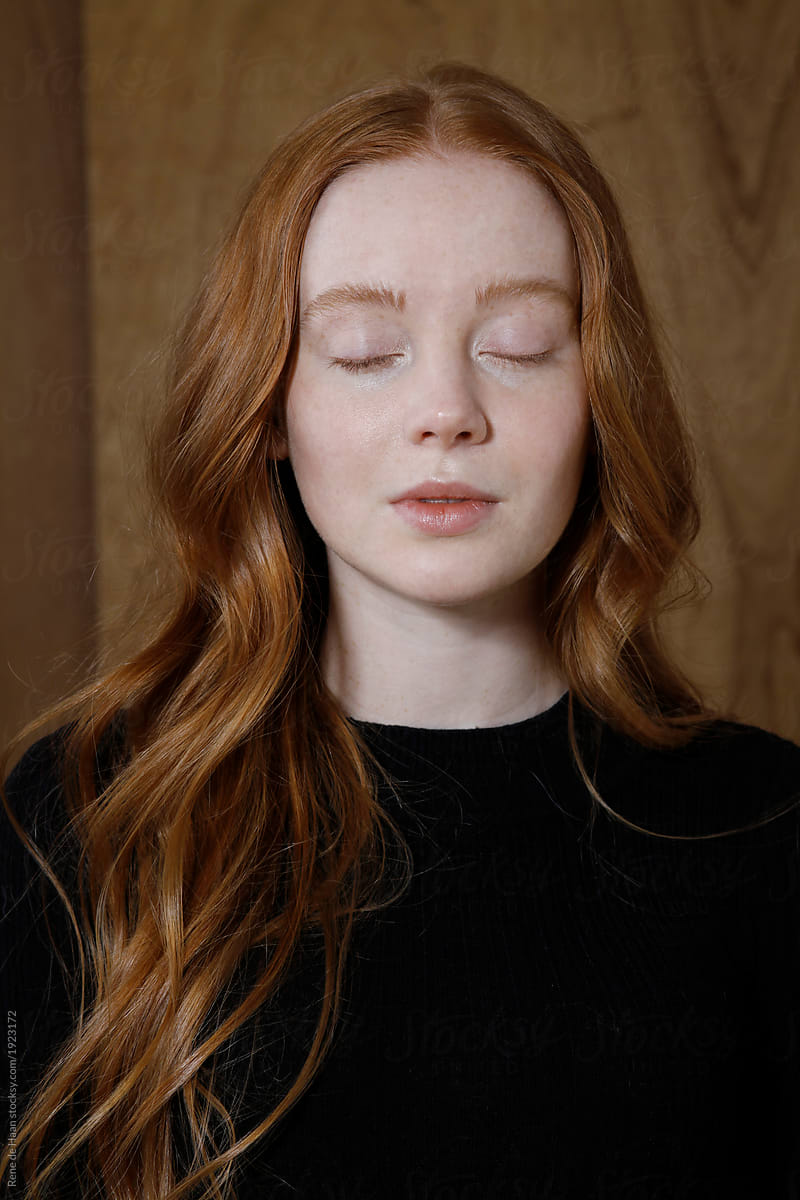 Young Woman With Red Hair By Rene De Haan Redhead Portrait