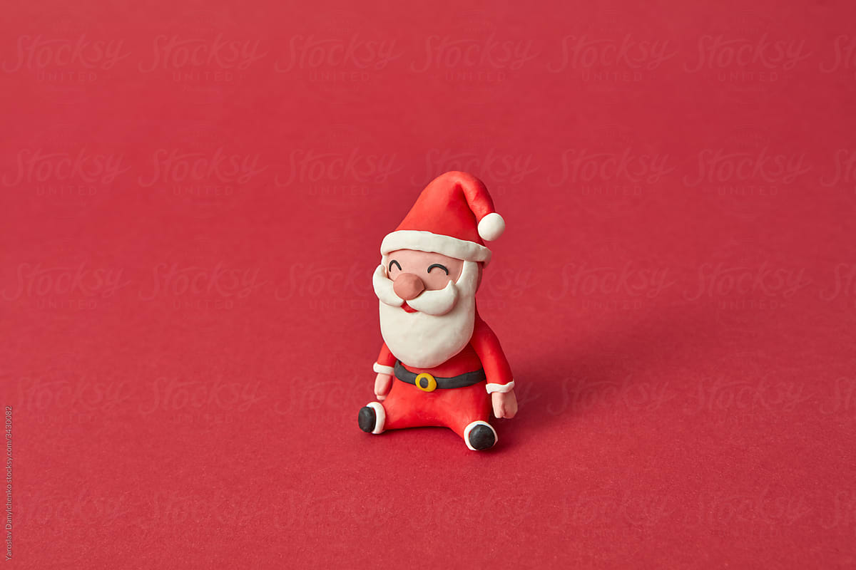 Handmade figure of Santa Claus from colorful plasticine.