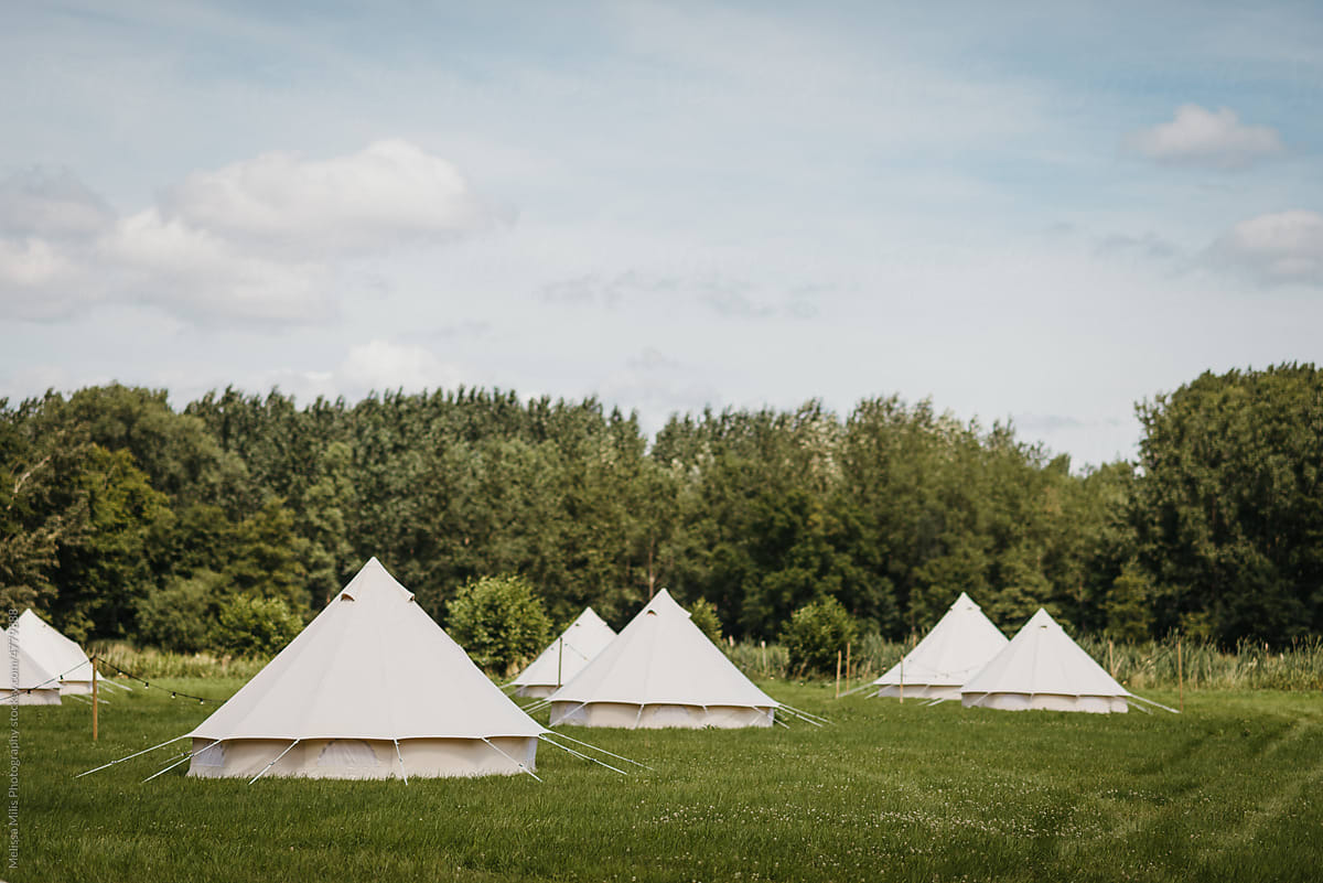 Bell tents on a field