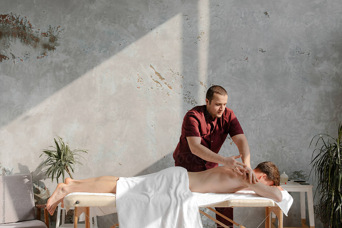 Process of job, when masseur doing massage.