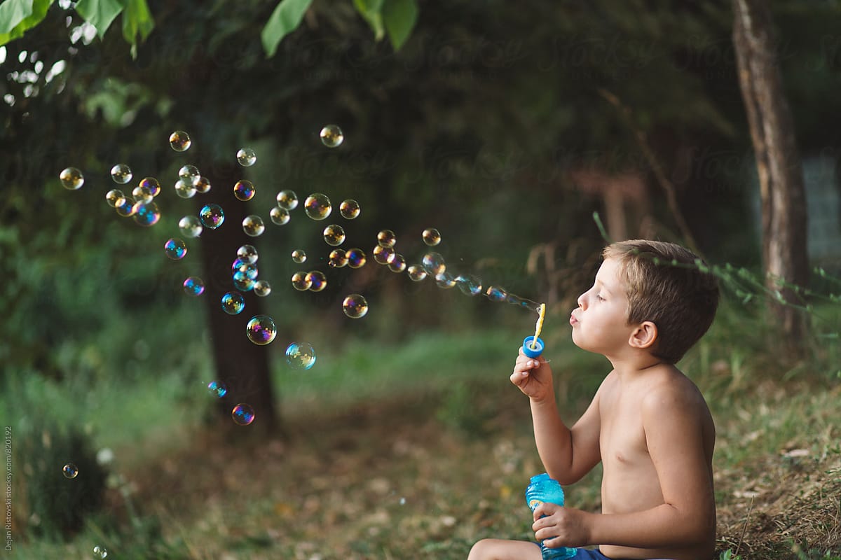 Playing with bubbles.