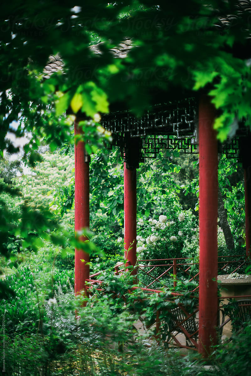 Beautiful Japanese Pagoda in garden setting
