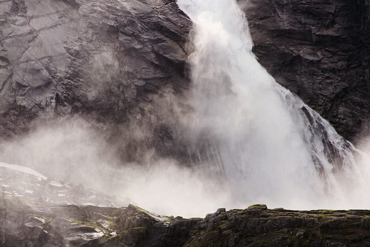 Søtefossen waterfall seen during a hike in Norway\'s Hardangervidda national park.