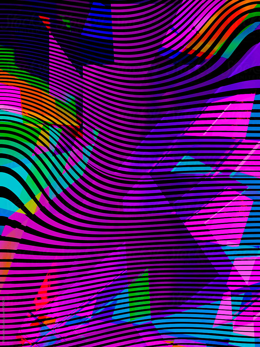 Confusing black and violet lines over the colorful background.