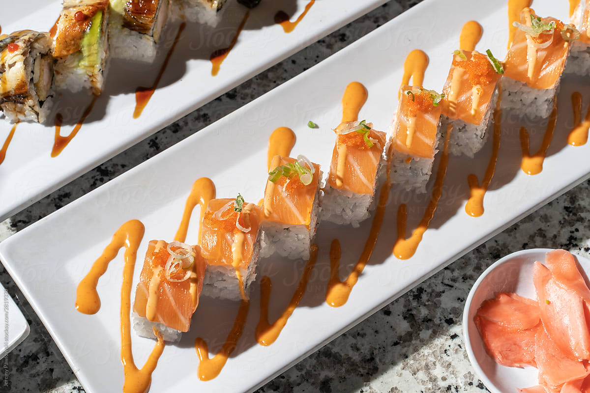 Beautiful And Tasty Salmon Sushi