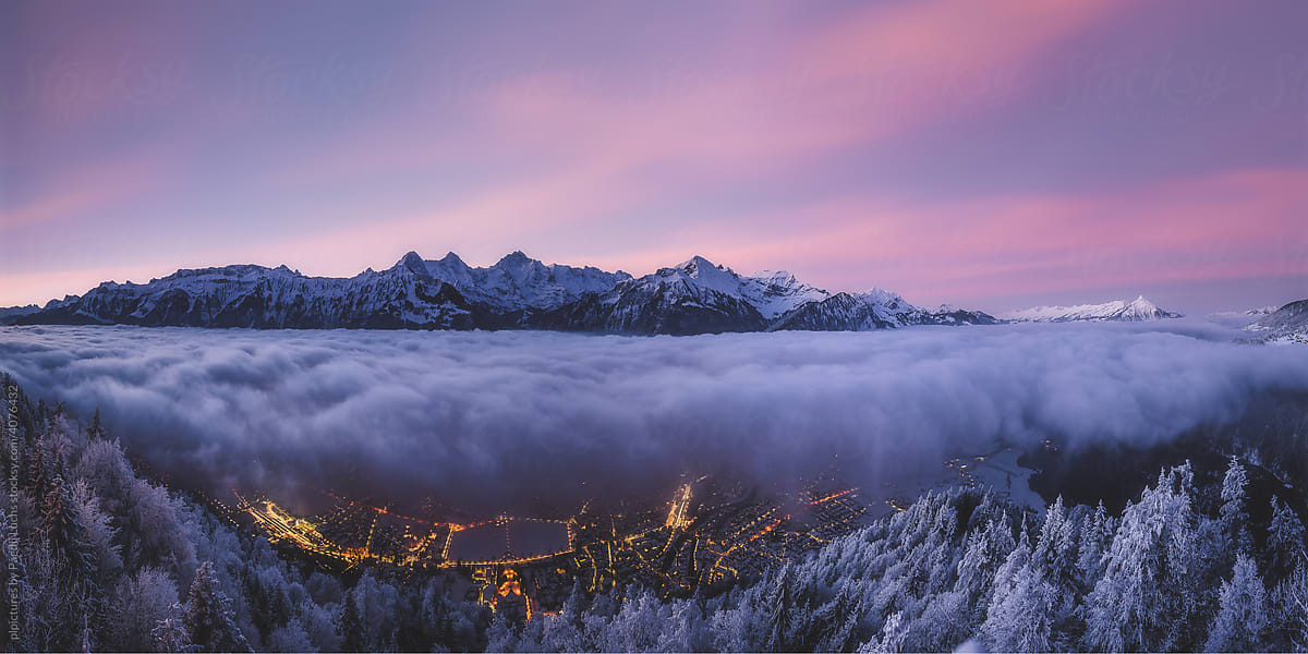 Winter panorama in the Bernese Alps