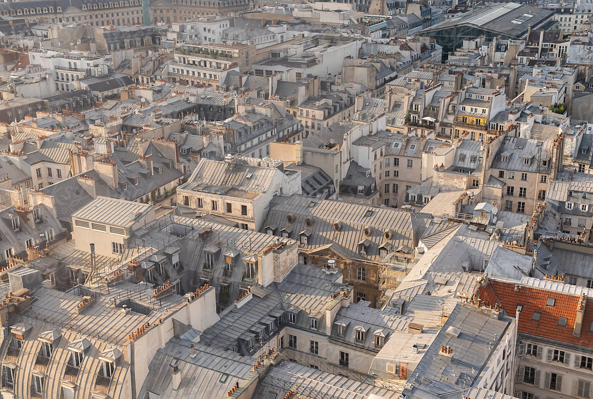 Aerial View Of Rooftops In Paris