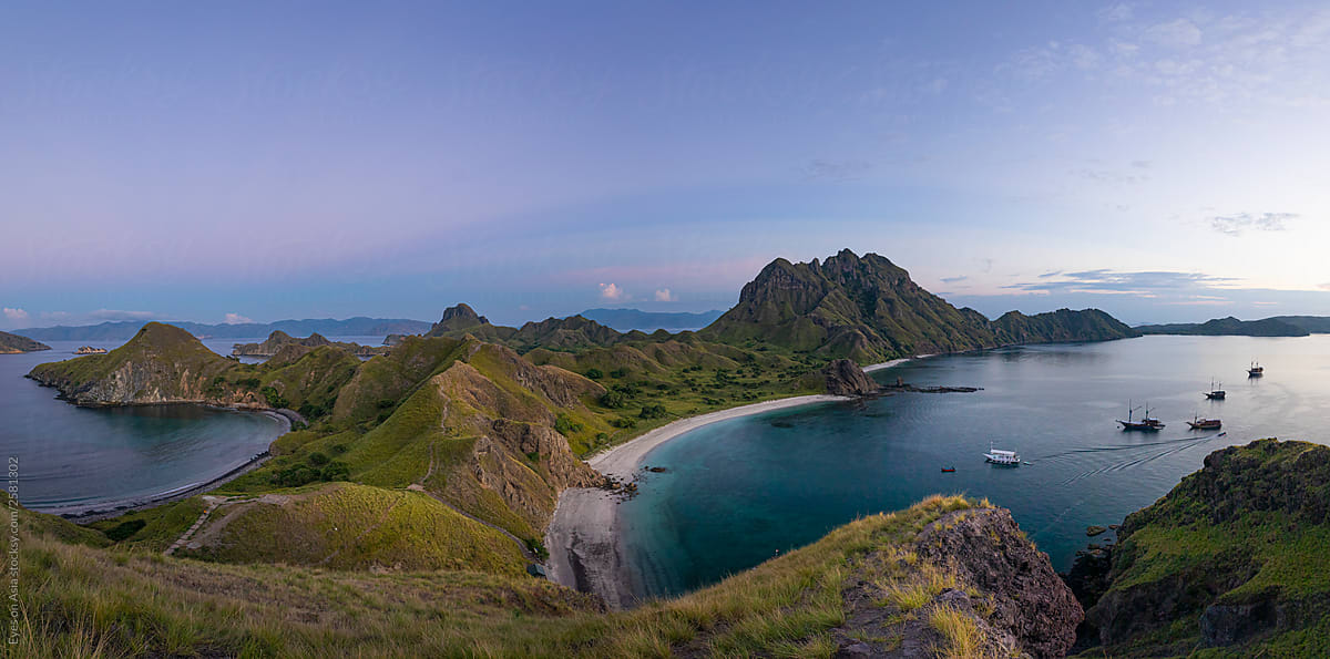Early morning view over the iconic Padar Island, Komodo National Park