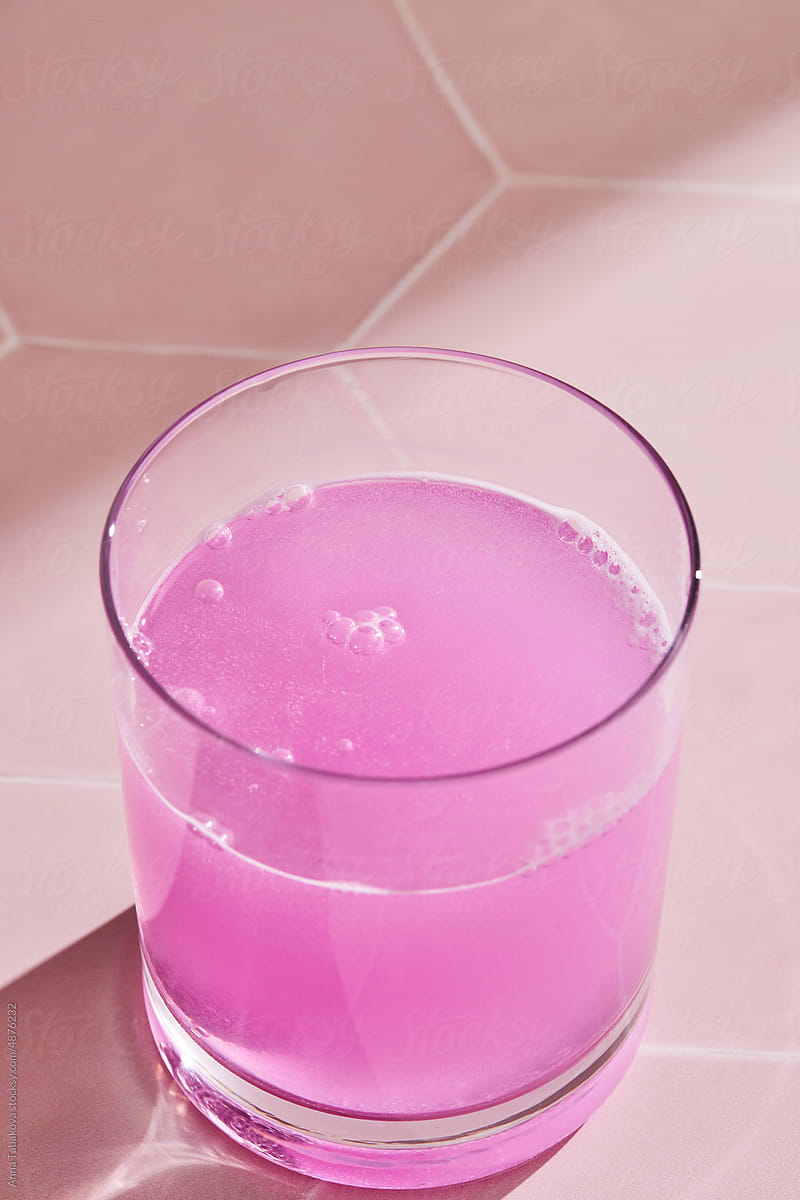 Bright pink carbonated drink