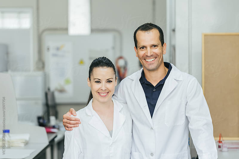 Corporate Portrait of a Biologist Couple in a Professional Labor