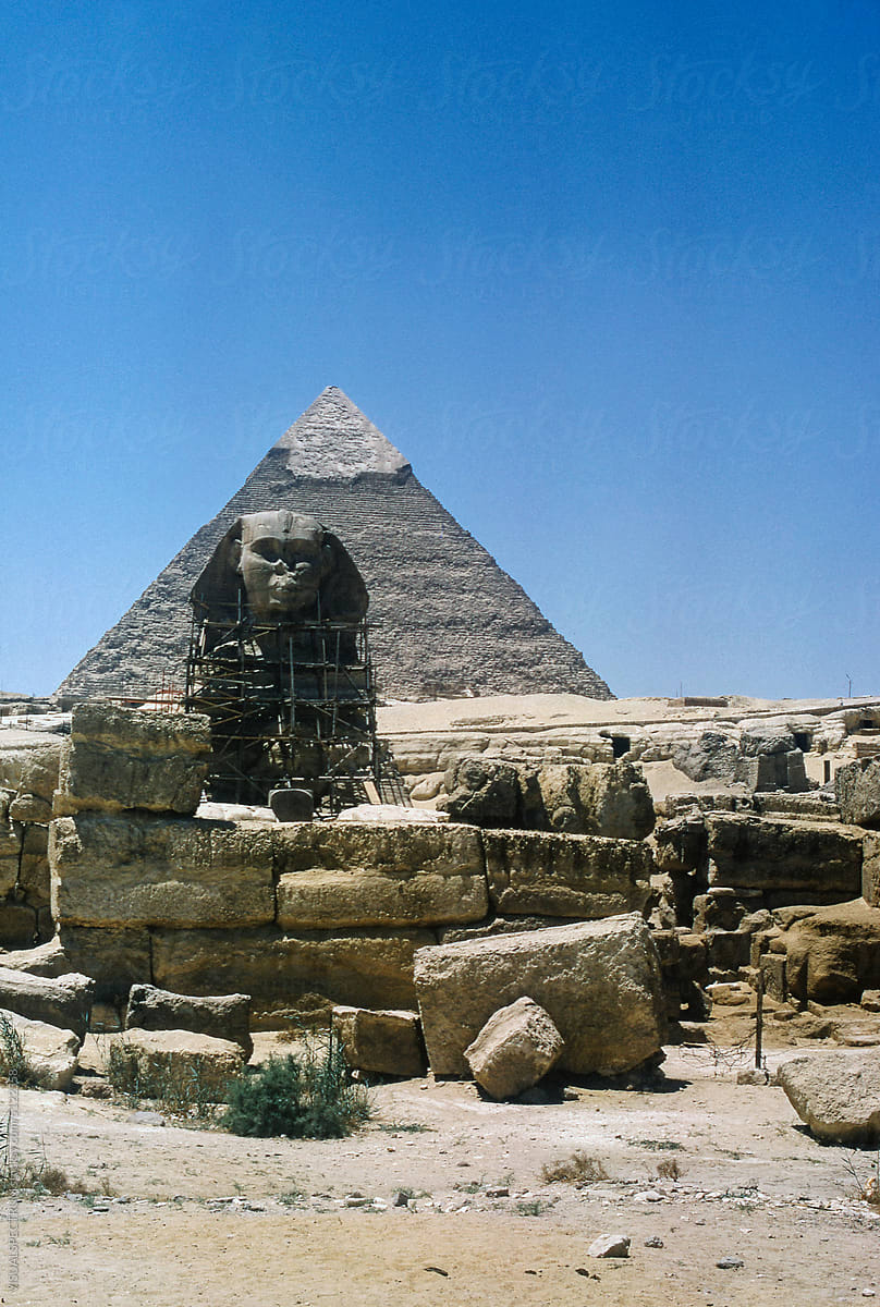 Great Sphinx of Giza With Great Pyramid