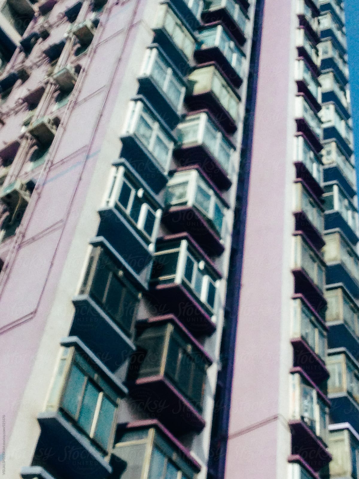 Purple Retro High-Rise Building Defocused