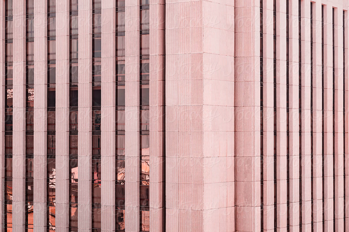 Vertical lines of a pink building