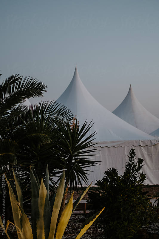 white tent in the middle of the andalusian desert