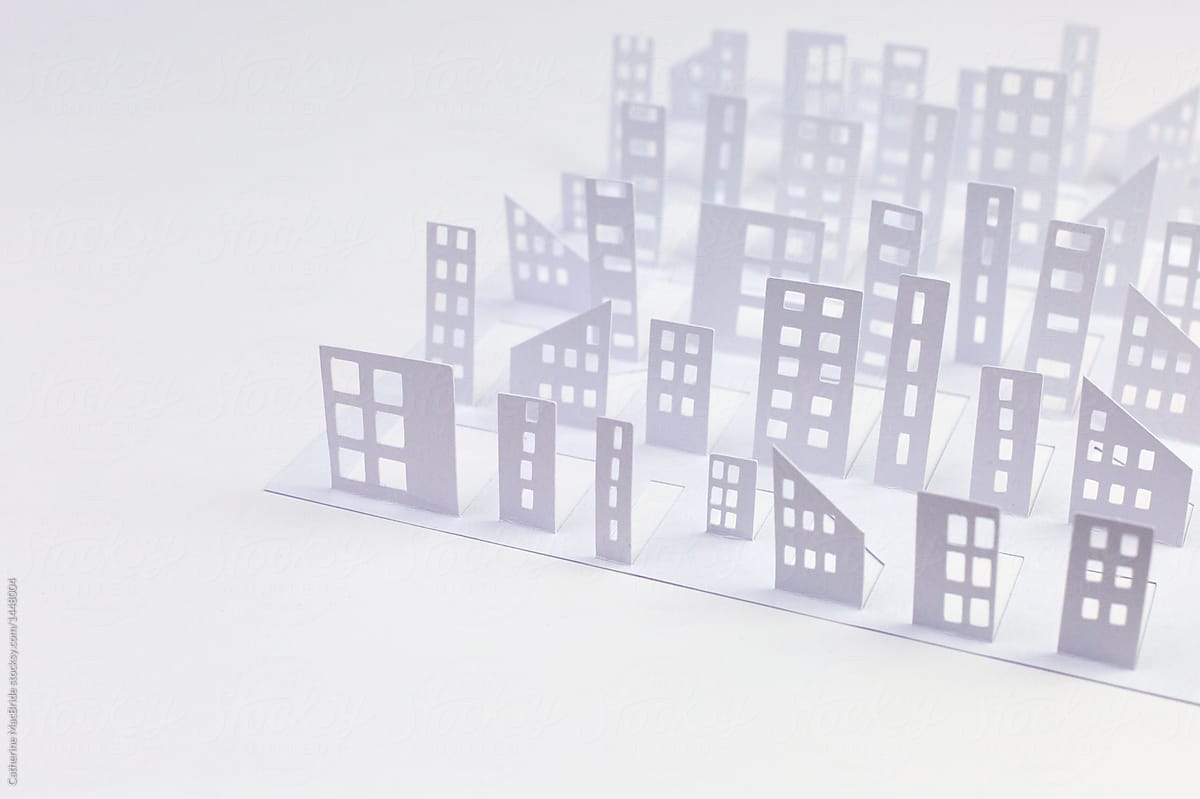 A Handmade Paper City made from a single sheet of paper