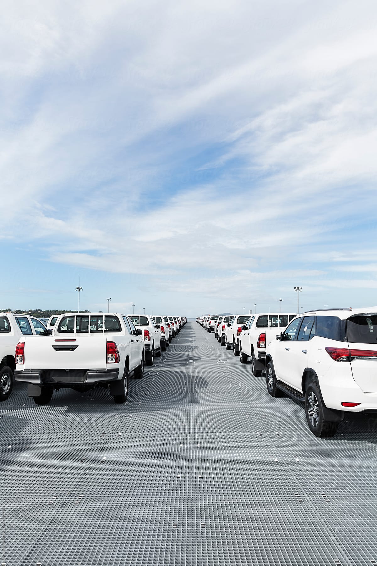 New ready to export cars in a parking lot