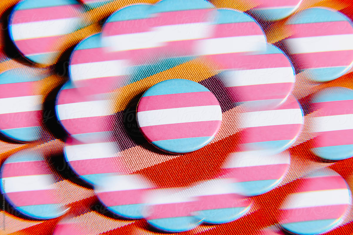 kaleidoscopic transgender pride flag pin-back button