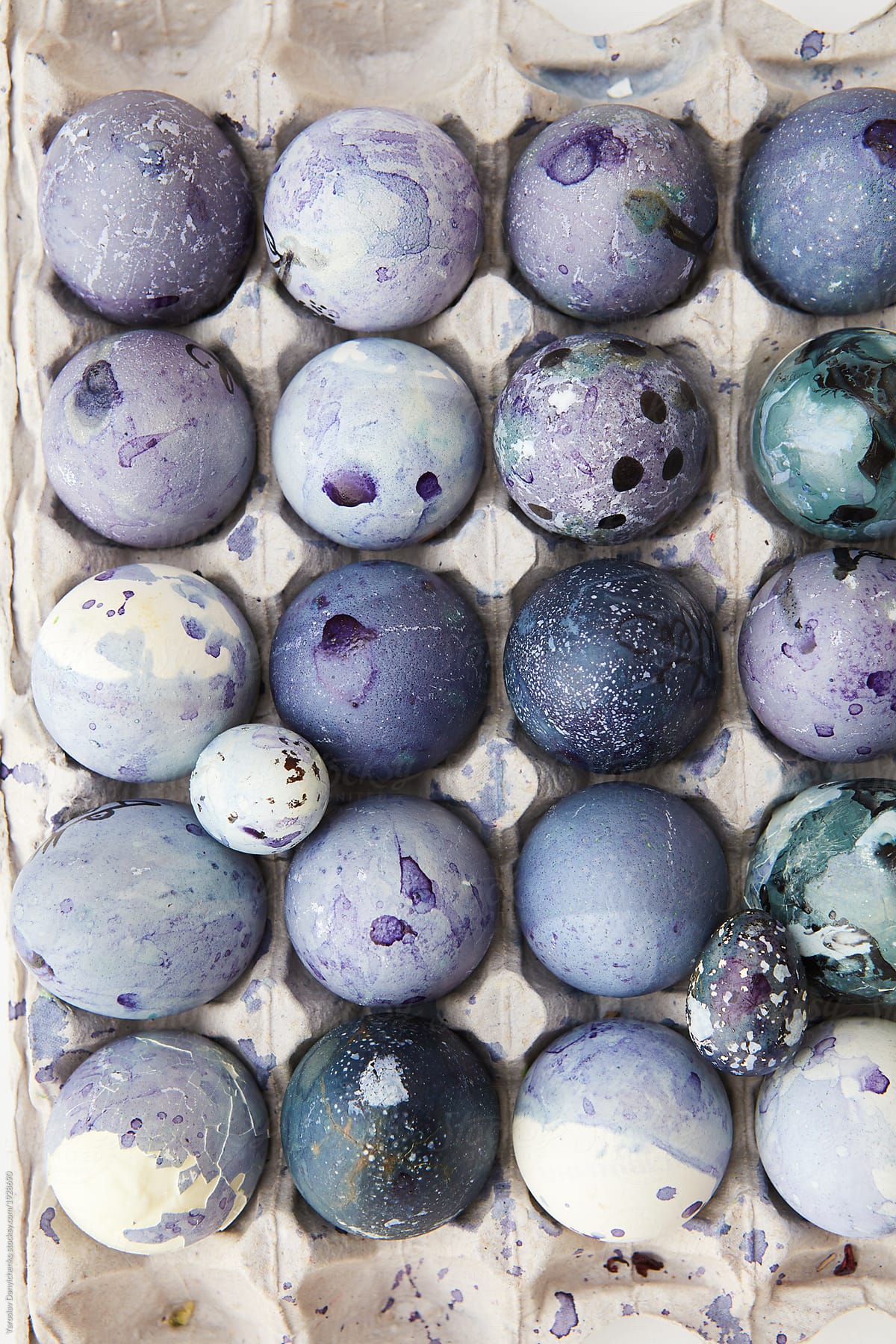 Blue eggs in tray