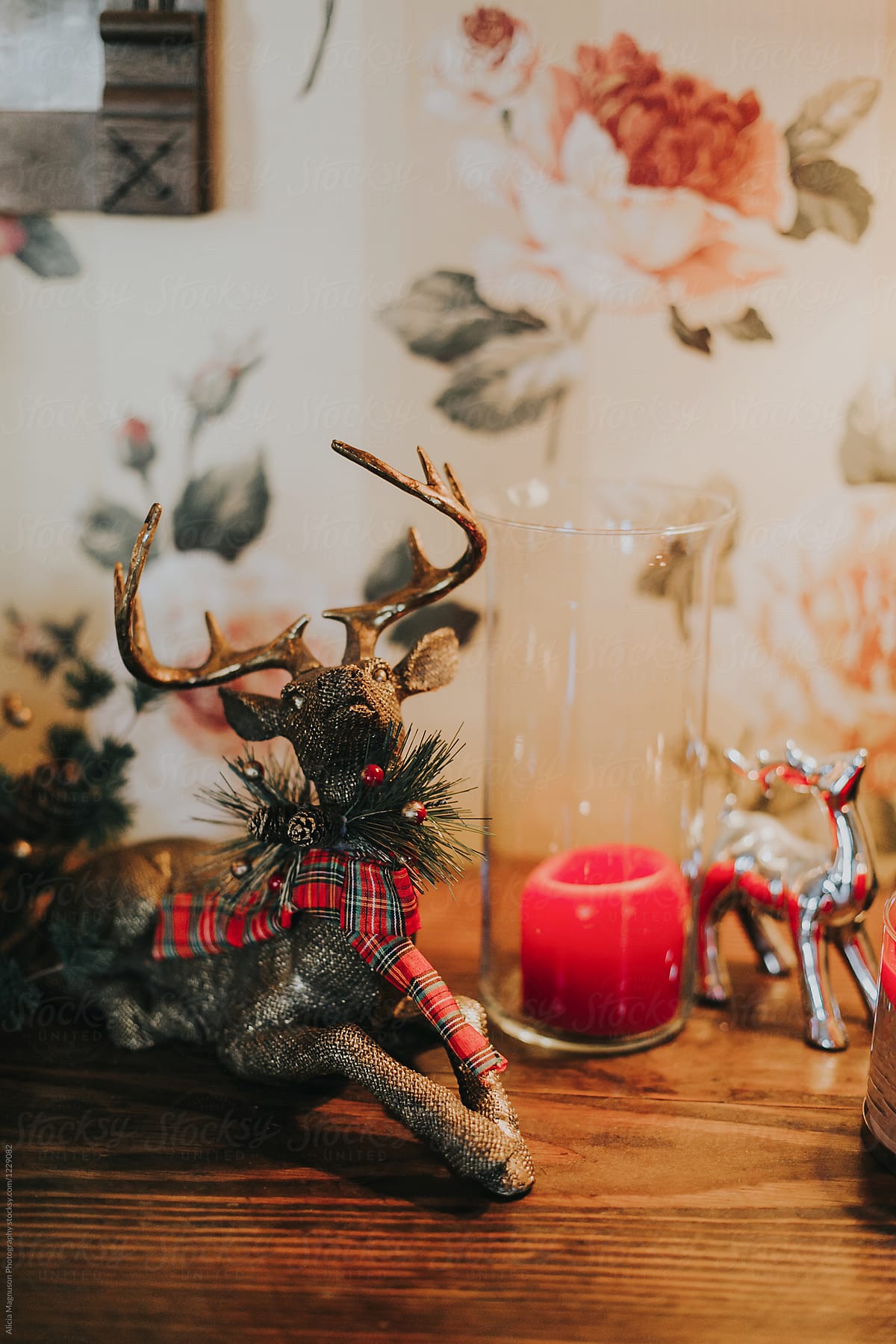 Decorative Christmas Reindeer on Tabletop
