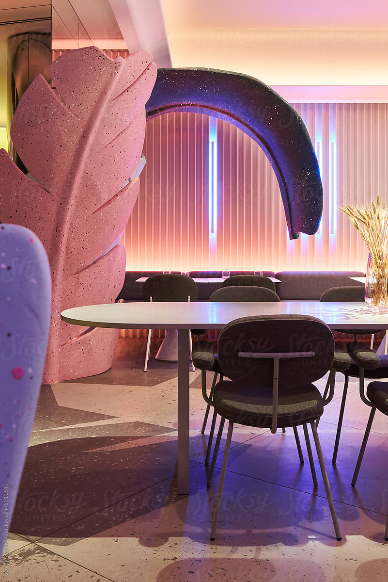 Futuristic interior of modern restaurant