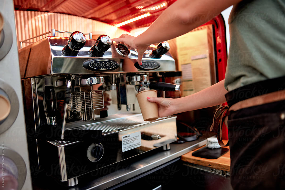 Barista working at a coffee truck
