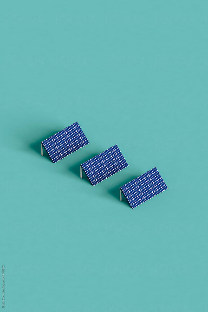 Solar panels. alternative energy source. 3d render with copy space.