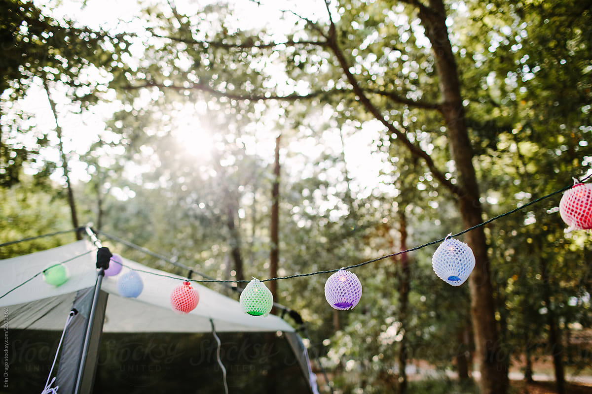 tent with string lights