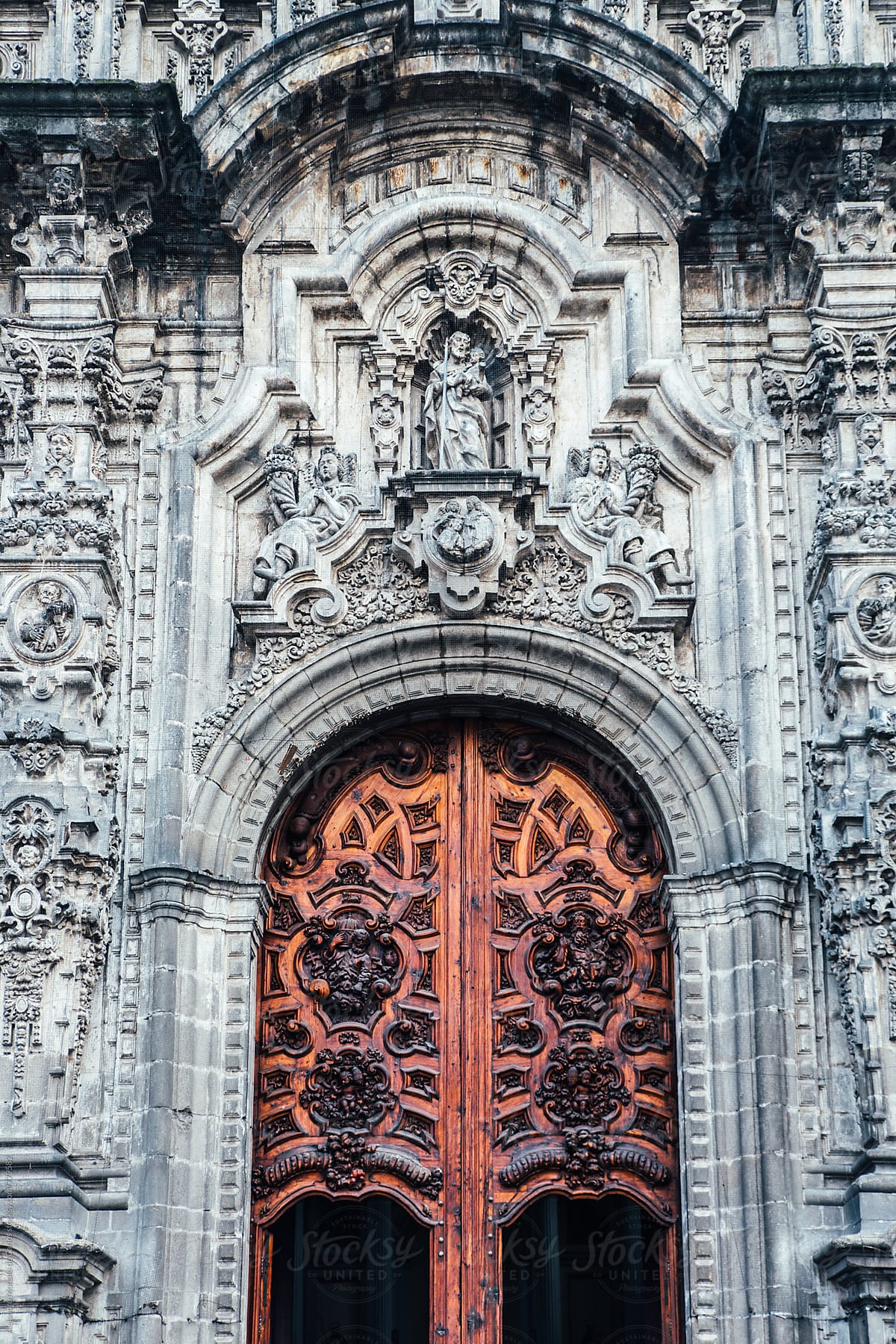 Door and facade in Mexico City Metropolitan Cathedral