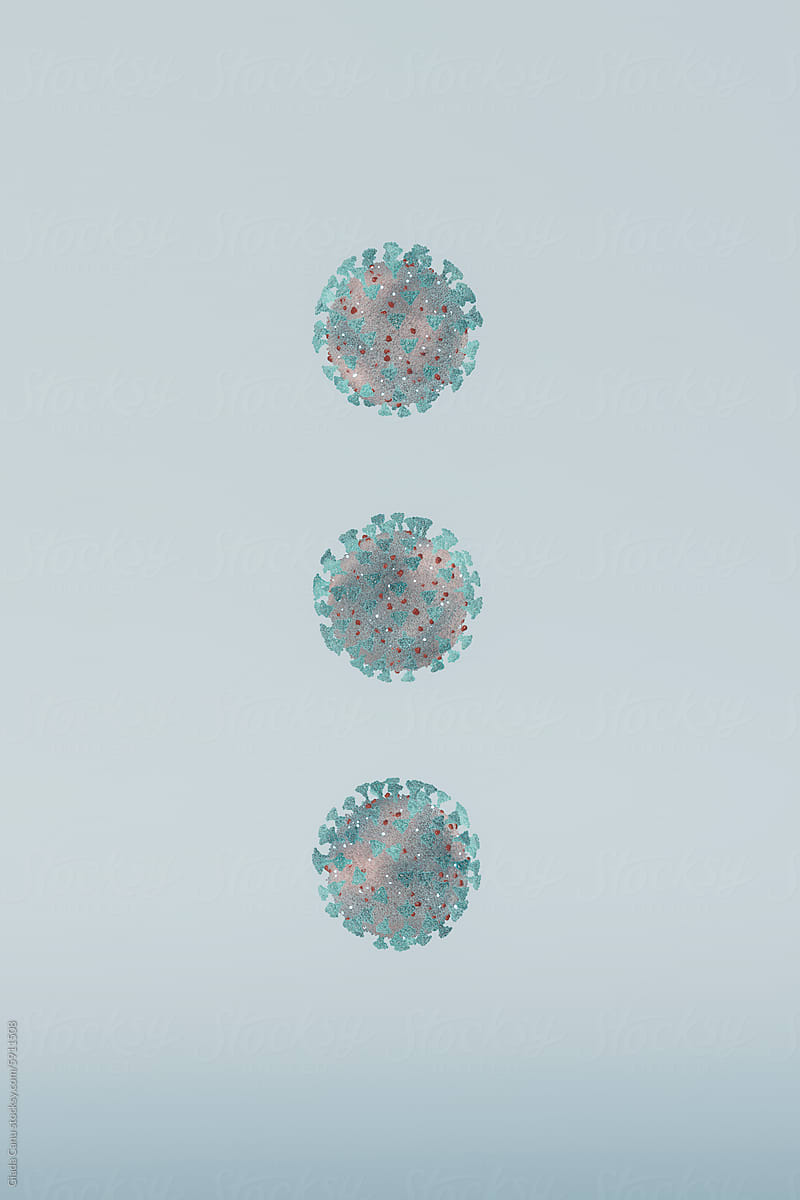 Vertical Alignment of 3D Rendered Coronavirus Particles
