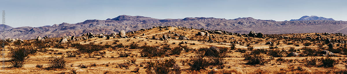 Iconic California Desert Scenery With Large Boulders