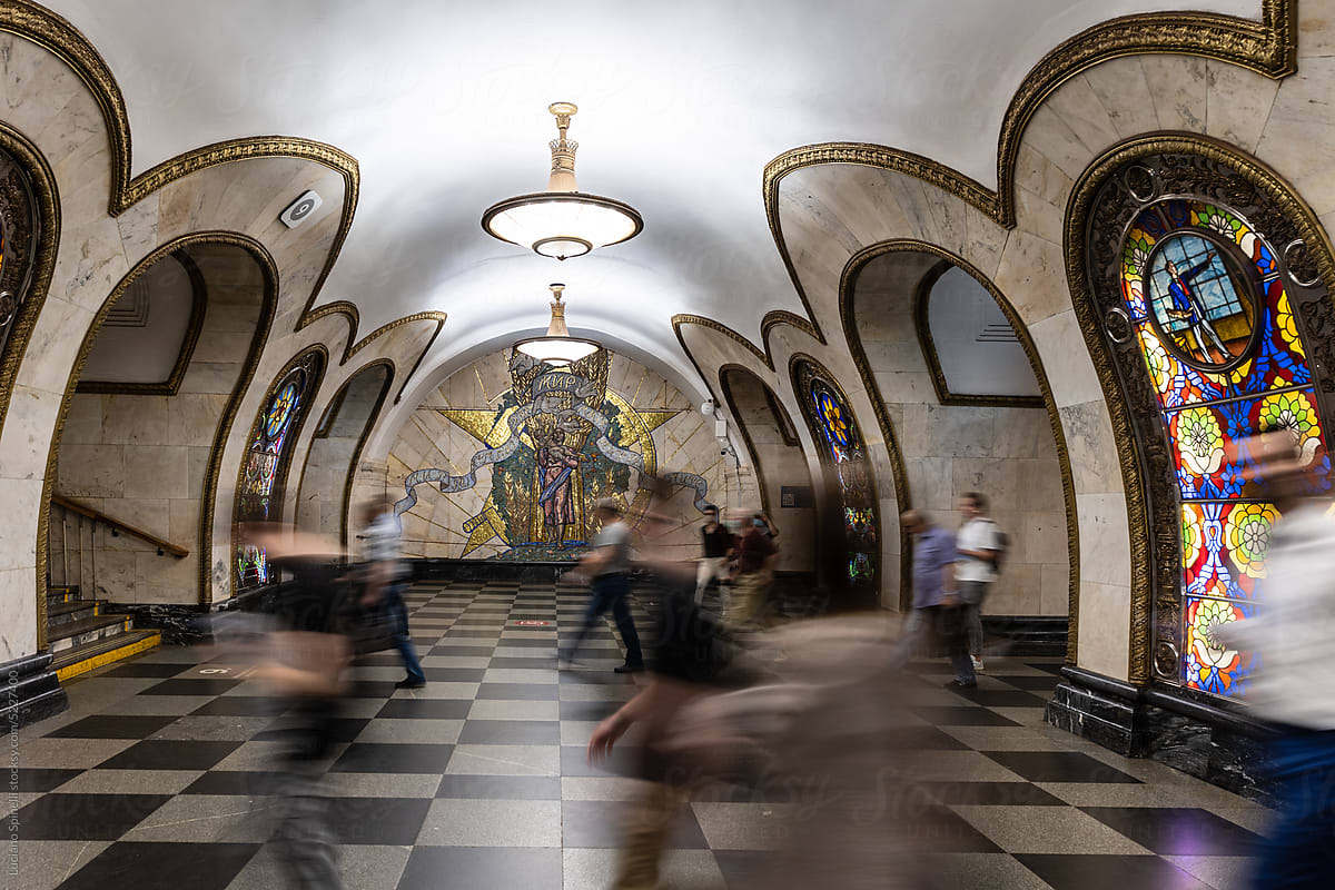 Moscow metro station and its stained glass art pieces