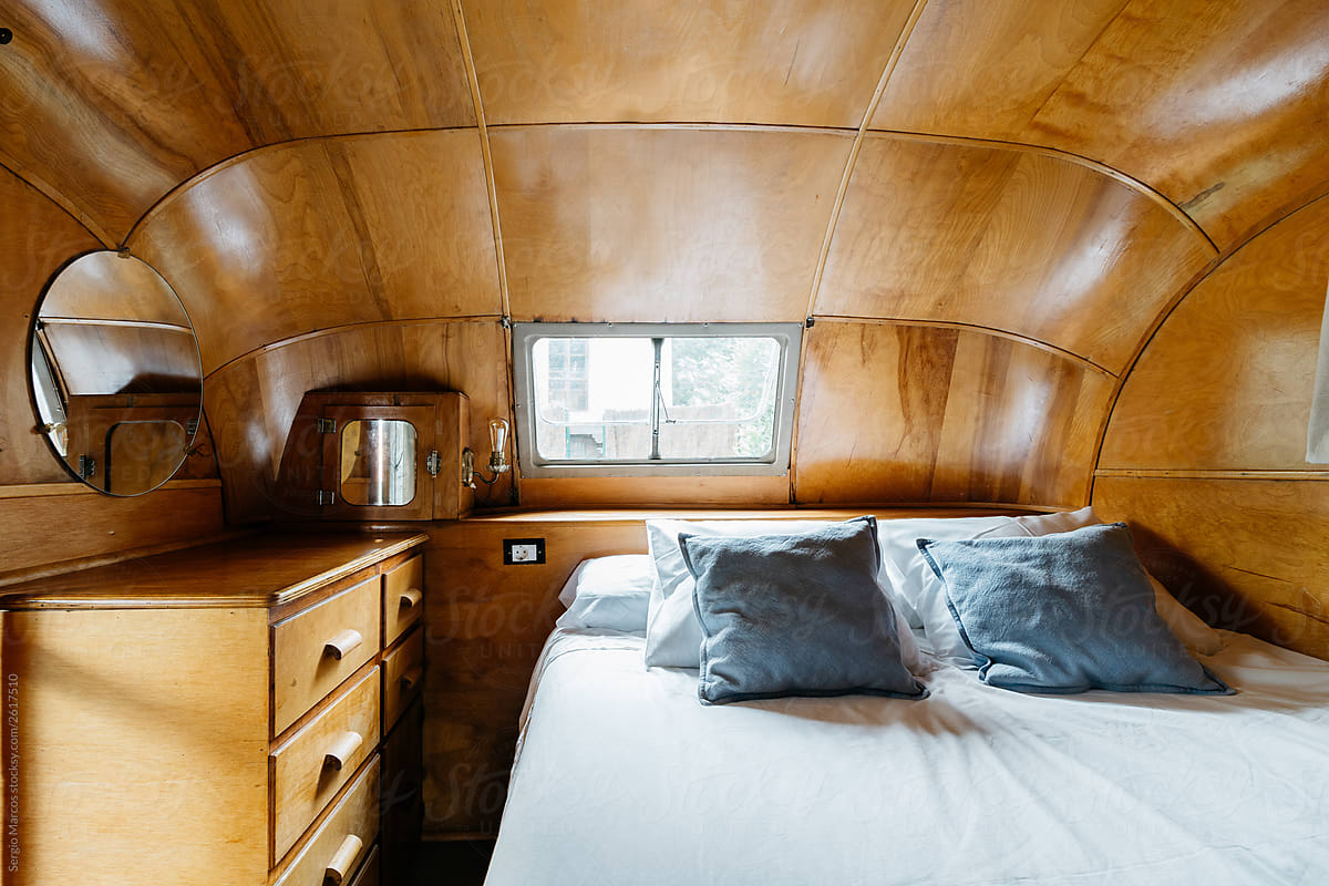 Caravan interior\'s bed
