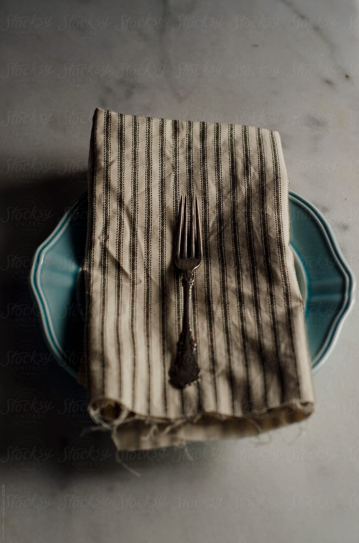 dinner napkin and a plate