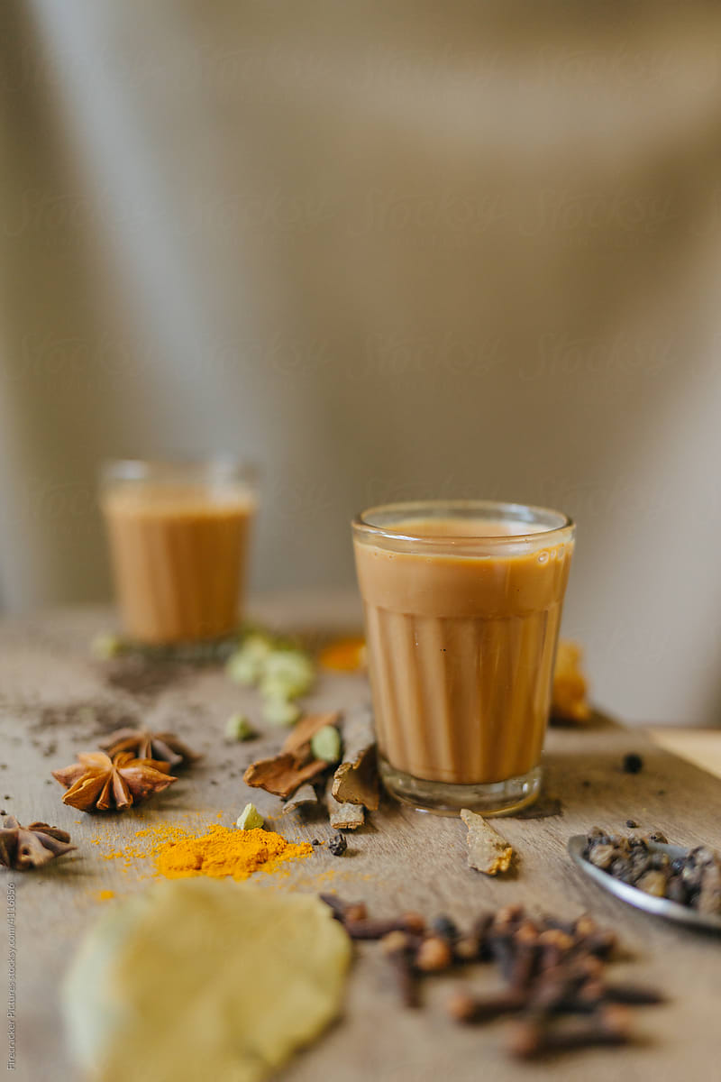 Two cups of Indian masala chai tea