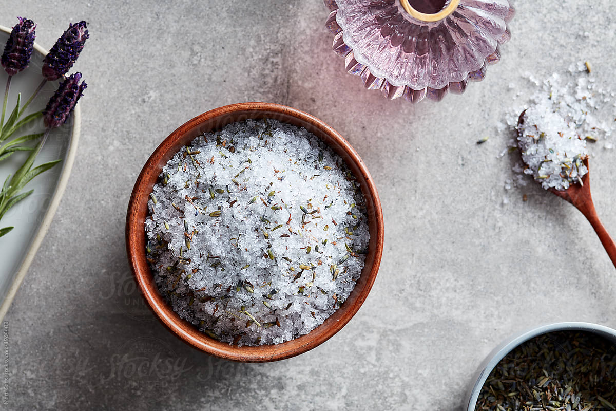 Epsom bath salt with lavender.
