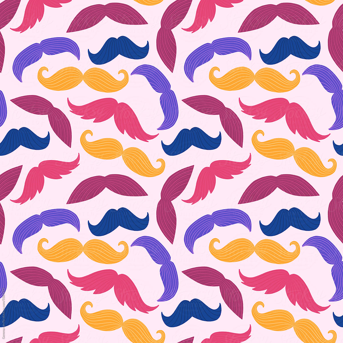 Movember. Moustache seamless pattern handdrawn illustration