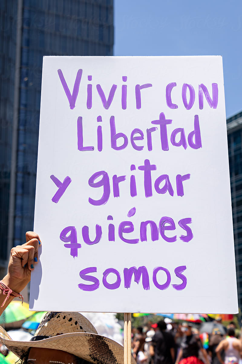 Protest Sign At The LGBT+ March In Mexico City