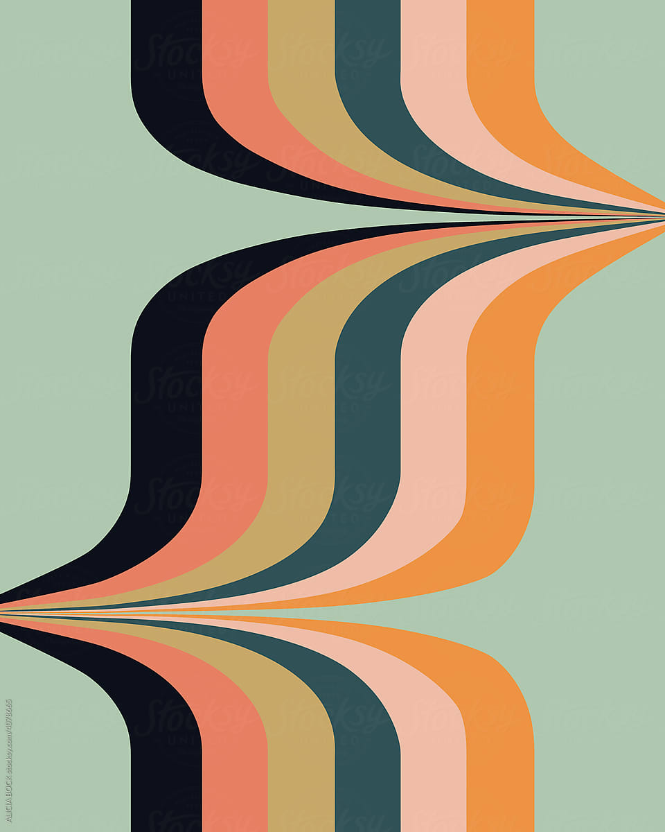 Pastel Colored Retro Inspired Swirl Pattern